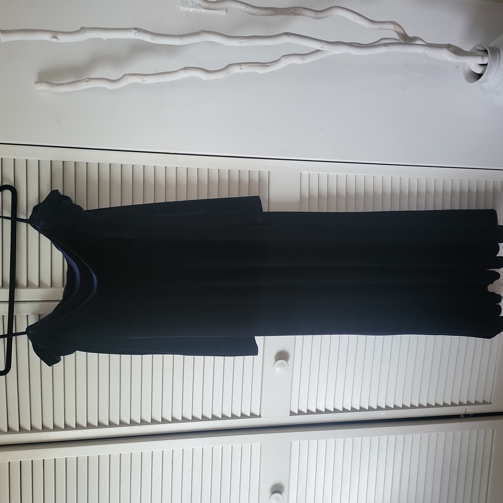Navy Blue Stretch Velour Jessica McClintock Dress, Size 14